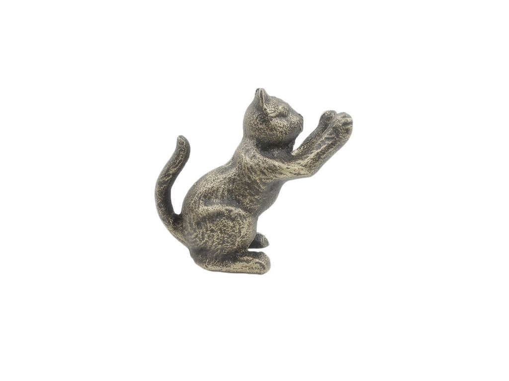Rustic Gold Cast Iron Cat Door Stopper 5"