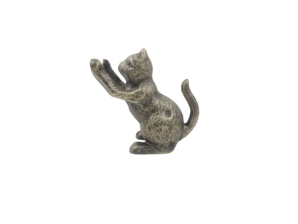 Rustic Gold Cast Iron Cat Door Stopper 5"