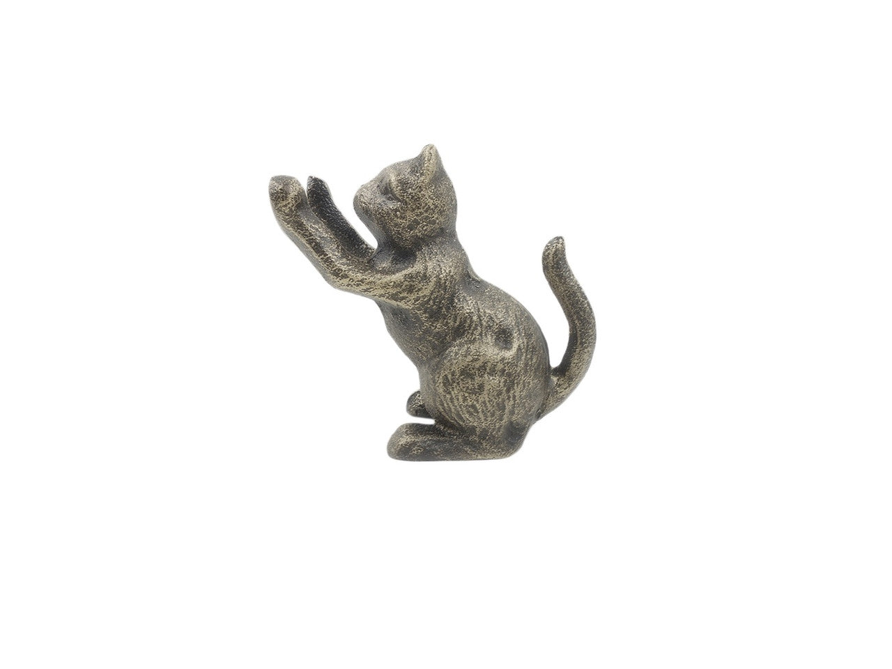 Rustic Gold Cast Iron Cat Door Stopper 5"