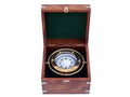Solid Brass Gimble Compass w/ Rosewood Box 6"