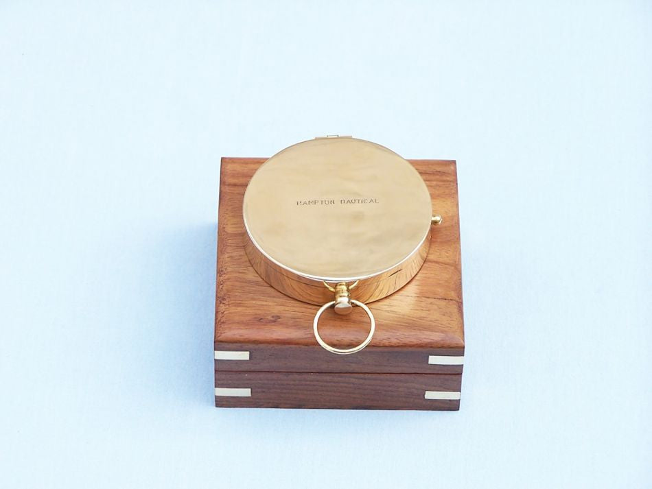 Solid Brass Gentlemen's Compass w/ Rosewood Box 4"
