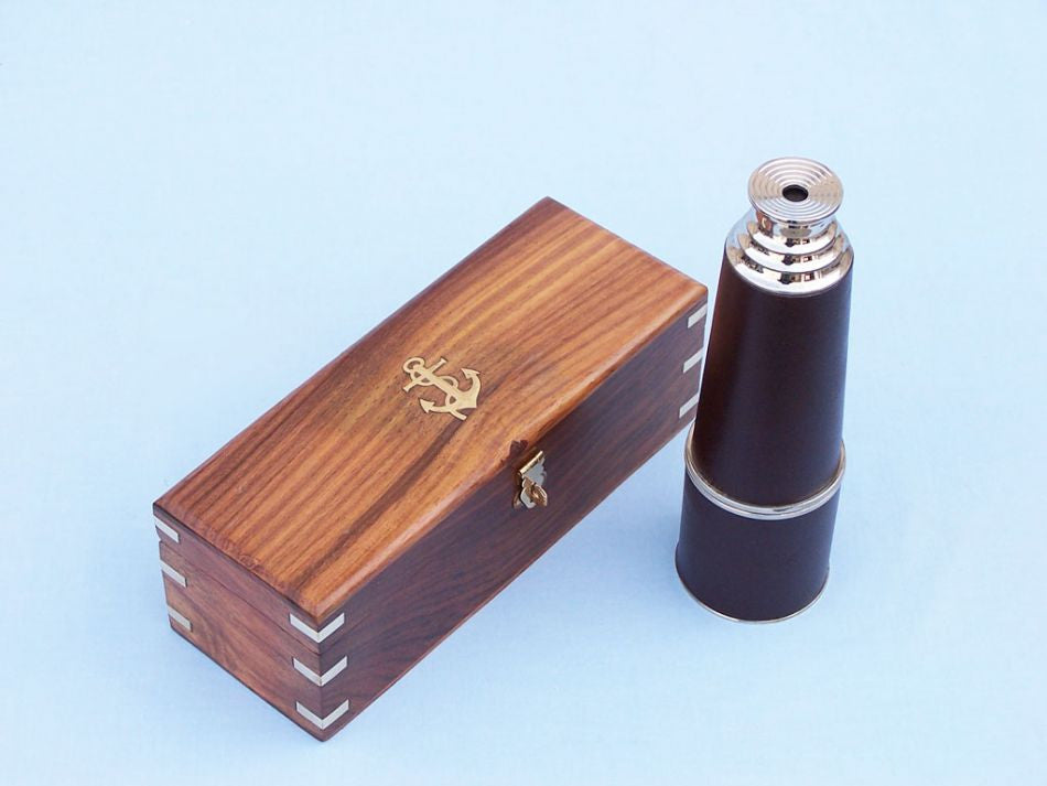 Deluxe Class Admiral's Brass - Leather Spyglass Telescope 27" w/ Rosewood Box