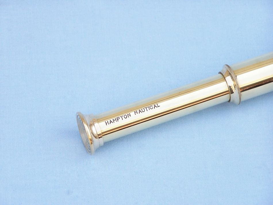 Deluxe Class Solid Brass Captain's Spyglass Telescope 15" w/ Rosewood Box