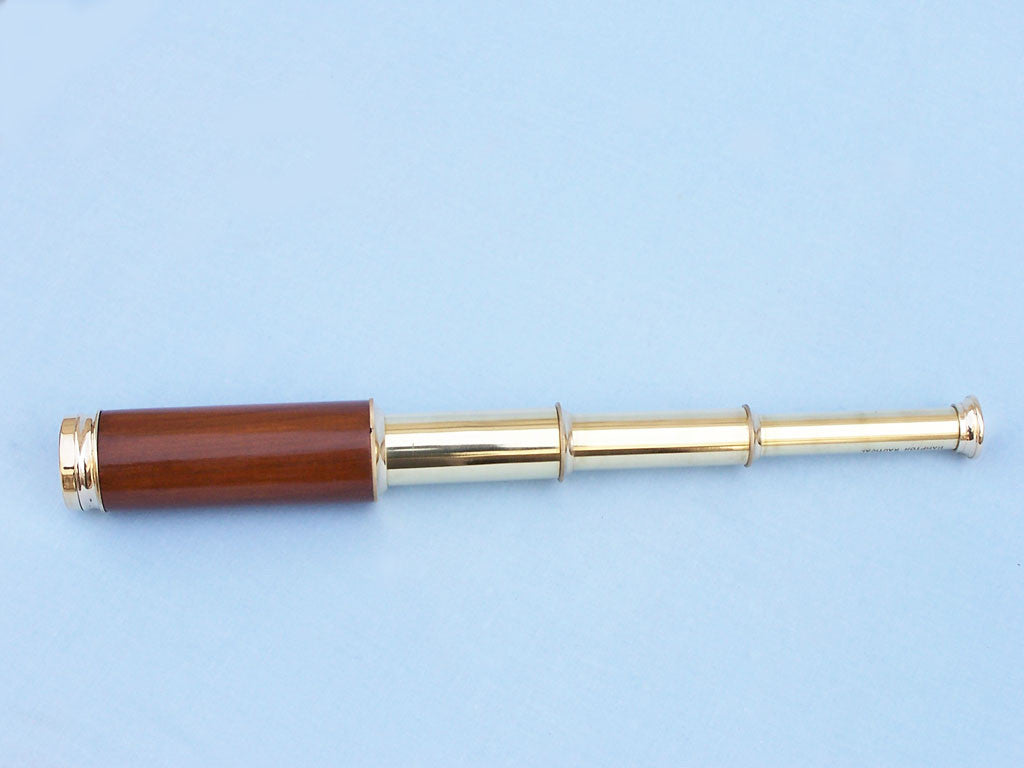 Deluxe Class Solid Brass - Wood Captain's Spyglass Telescope 15" w/ Rosewood Box