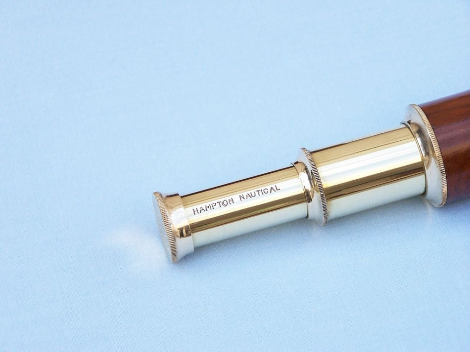Deluxe Class Solid Brass - Wood Scout's Spyglass Telescope 7" w/ Rosewood Box