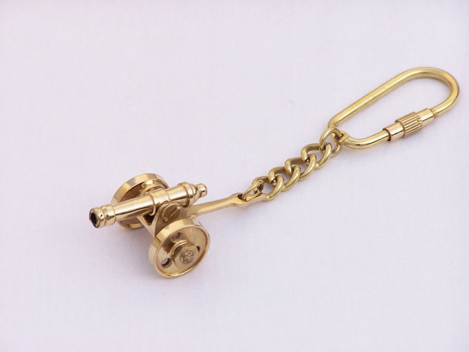 Solid Brass Cannon Key Chain 5"