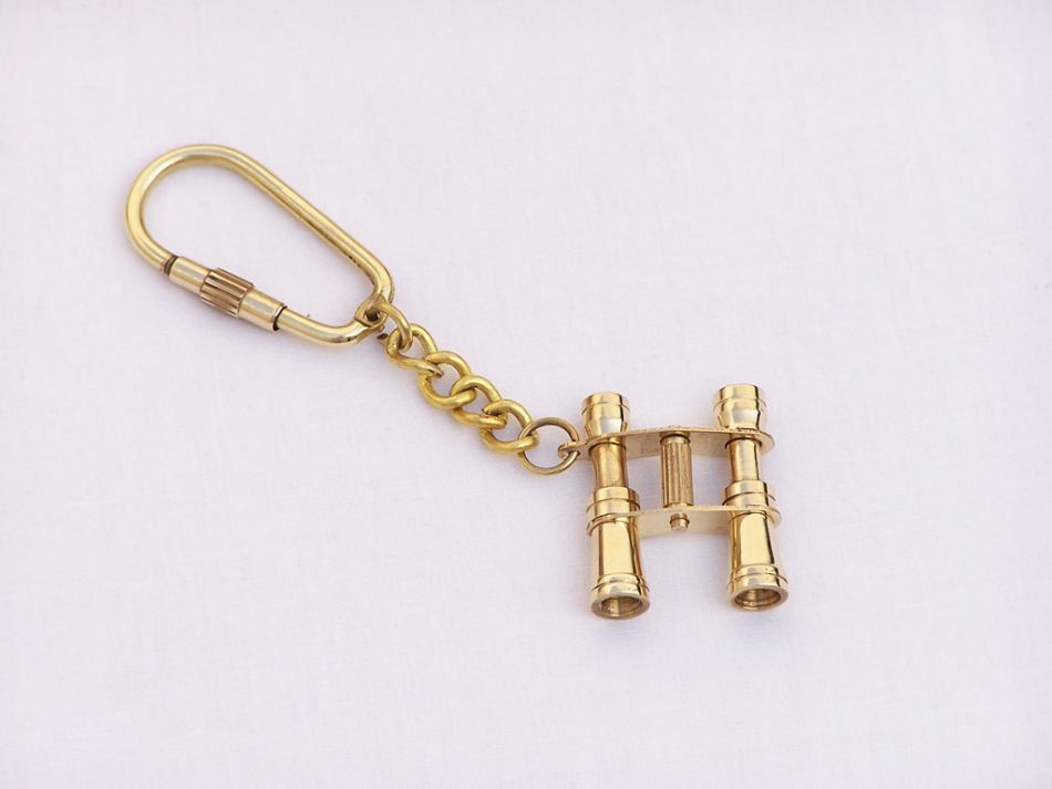 Solid Brass Binocular Key Chain 5"