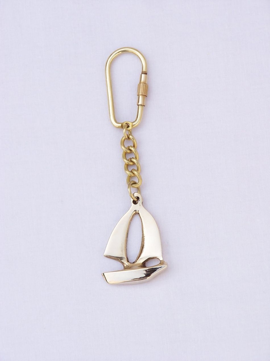 Solid Brass Yacht Key Chain 5"