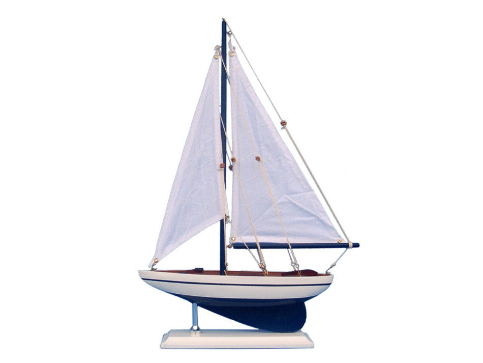 Wooden Blue Pacific Sailer Model Sailboat Decoration 17"