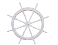 Classic Wooden Whitewashed Decorative Ship Steering Wheel 48"