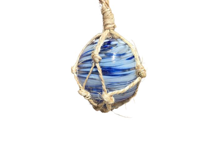 Mariners Dream Handblown Glass Ball Fishing Float with Brown Netting Decoration 4""