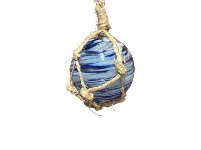 Mariners Dream Handblown Glass Ball Fishing Float with Brown Netting Decoration 4""