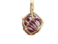 Crimson Tide Handblown Glass Ball Fishing Float with Brown Netting Decoration 4""