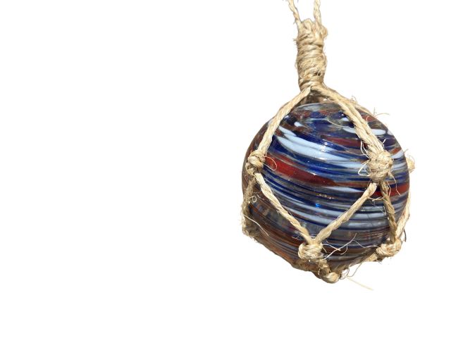 Nautical Regatta Handblown Glass Ball Fishing Float with Brown Netting Decoration 4""