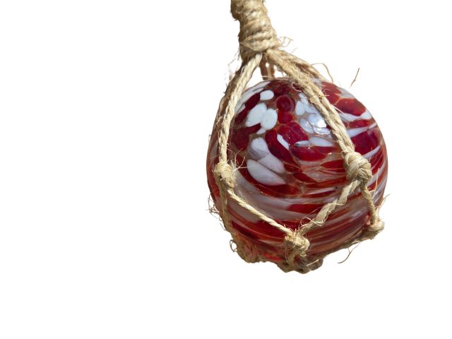 Portside Beacon Handblown Glass Ball Fishing Float with Brown Netting Decoration 4""