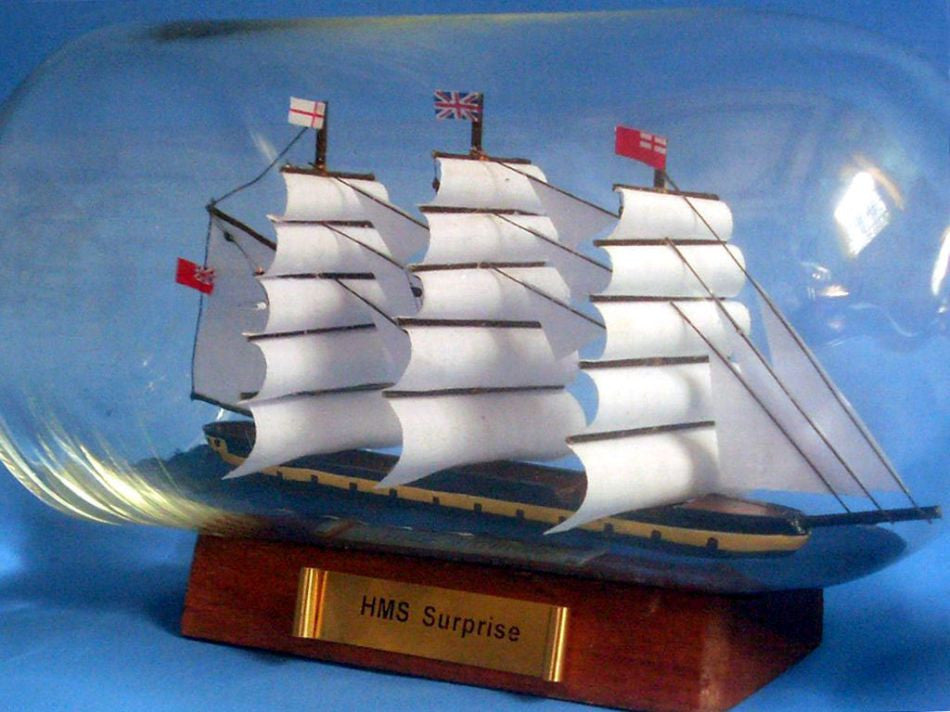 Master And Commander HMS Surprise Model Ship in a Glass Bottle 11"