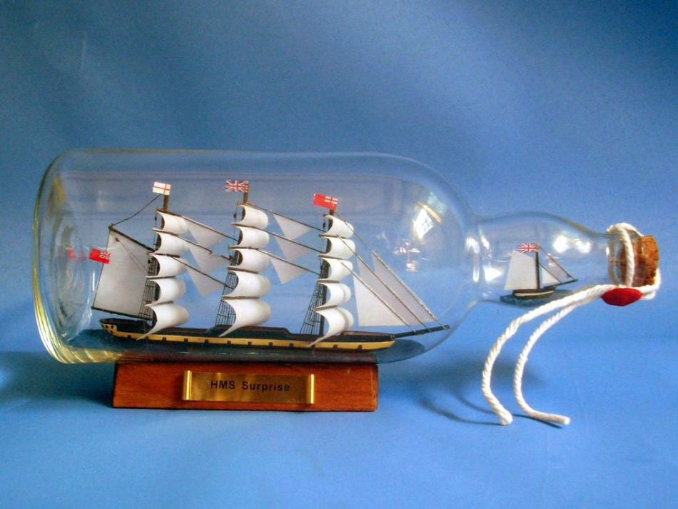 Master And Commander HMS Surprise Model Ship in a Glass Bottle 11"
