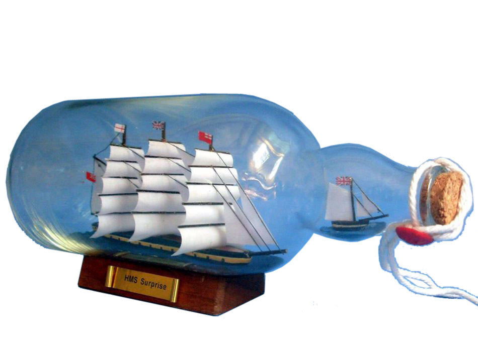 Master And Commander HMS Surprise Model Ship in a Glass Bottle 11"