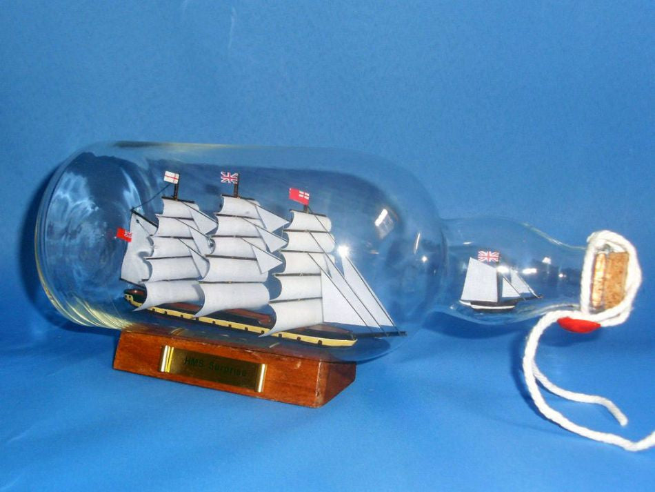 Master And Commander HMS Surprise Model Ship in a Glass Bottle 11"