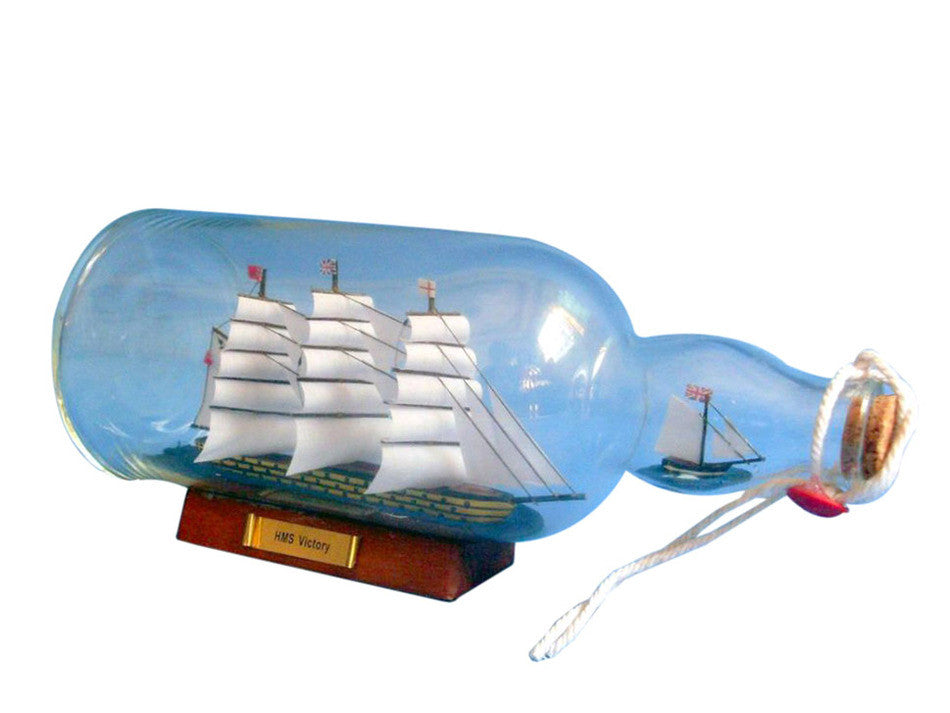 HMS Victory Model Ship in a Glass Bottle 11"