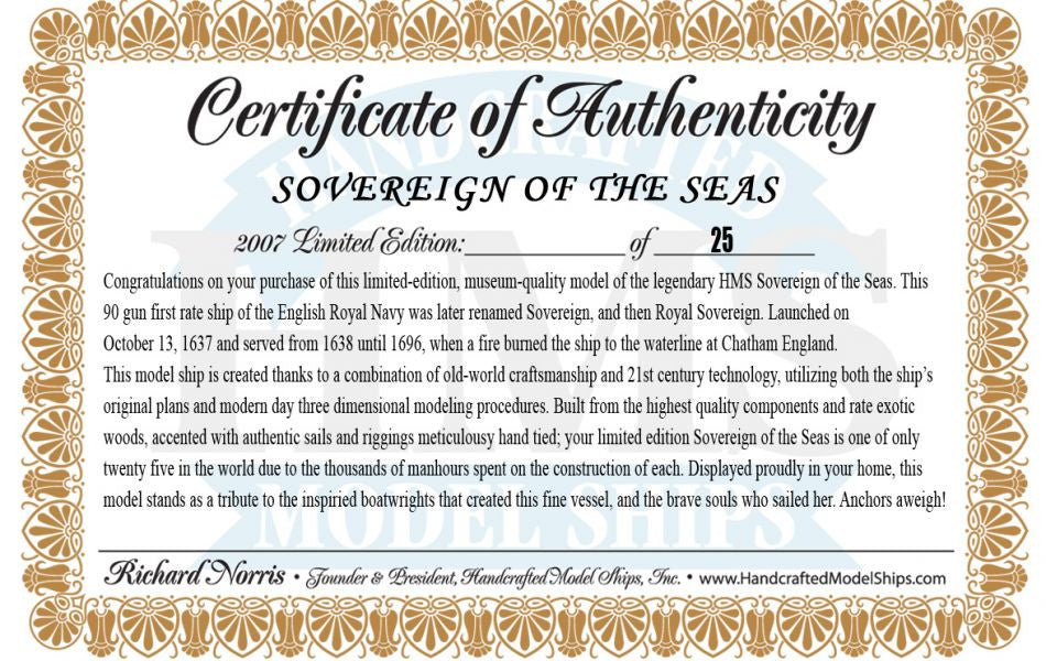 Sovereign of the Seas Limited Tall Model Ship 39"
