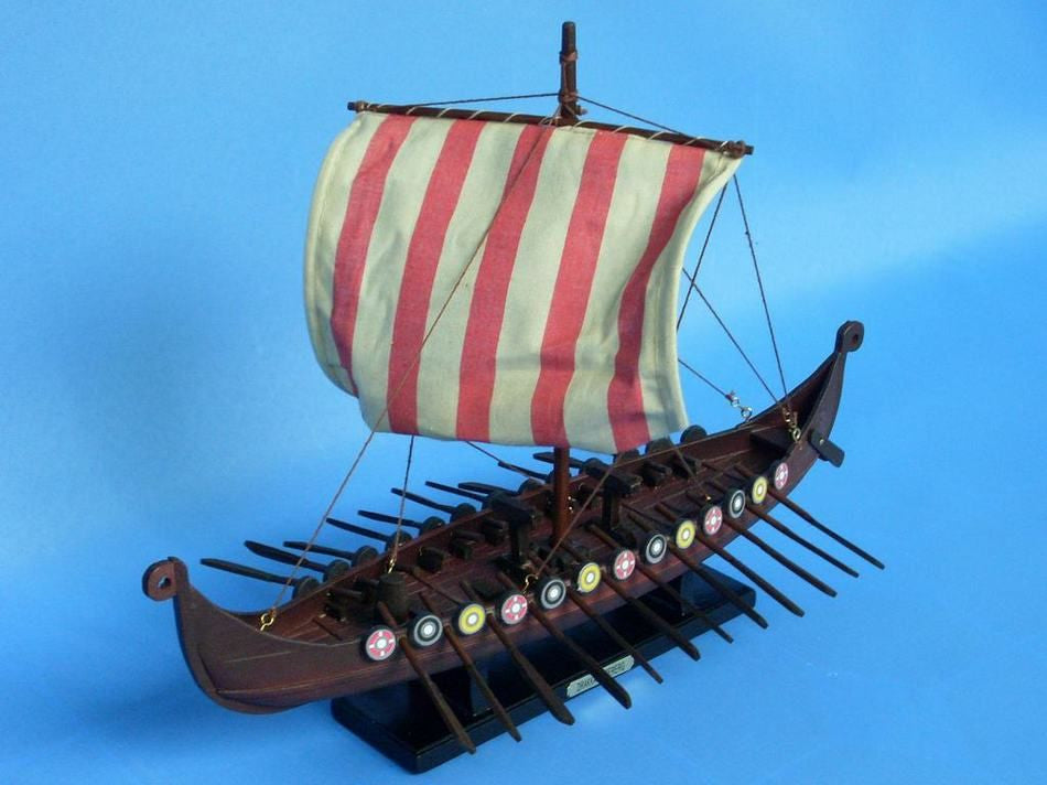 Wooden Viking Drakkar Model Boat 14"