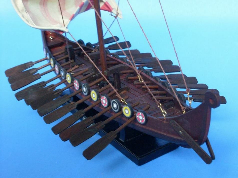 Wooden Viking Drakkar Model Boat 14"
