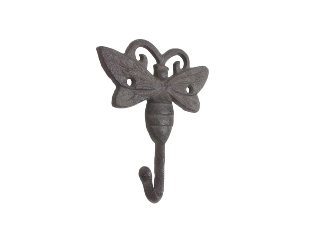 Cast Iron Bee Decorative Metal Wall Hook 5"