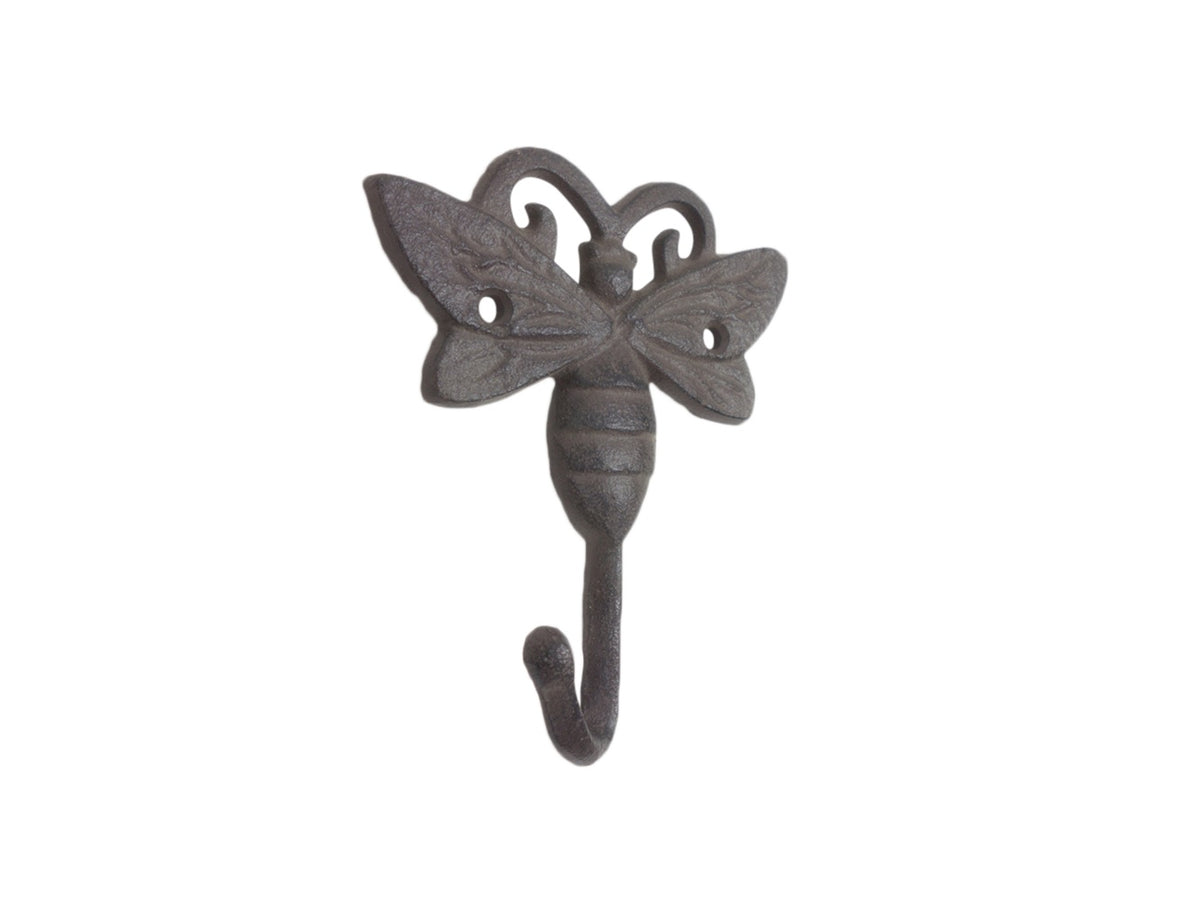Cast Iron Bee Decorative Metal Wall Hook 5"