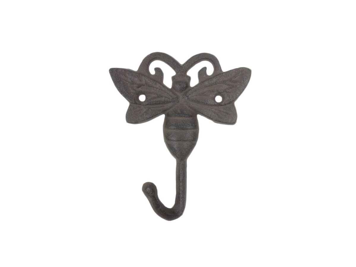 Cast Iron Bee Decorative Metal Wall Hook 5"