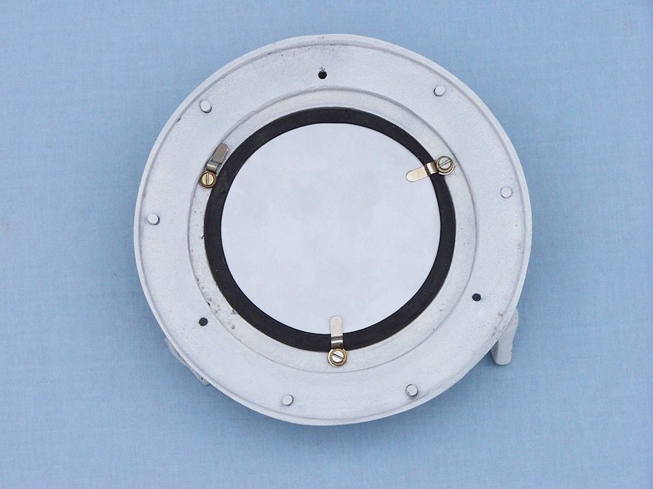 Brass Decorative Ship Porthole Mirror 8" - White