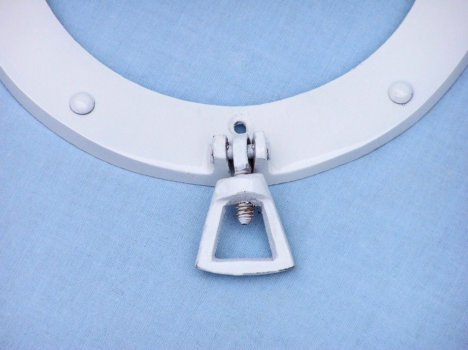 Brass Decorative Ship Porthole Mirror 8" - White