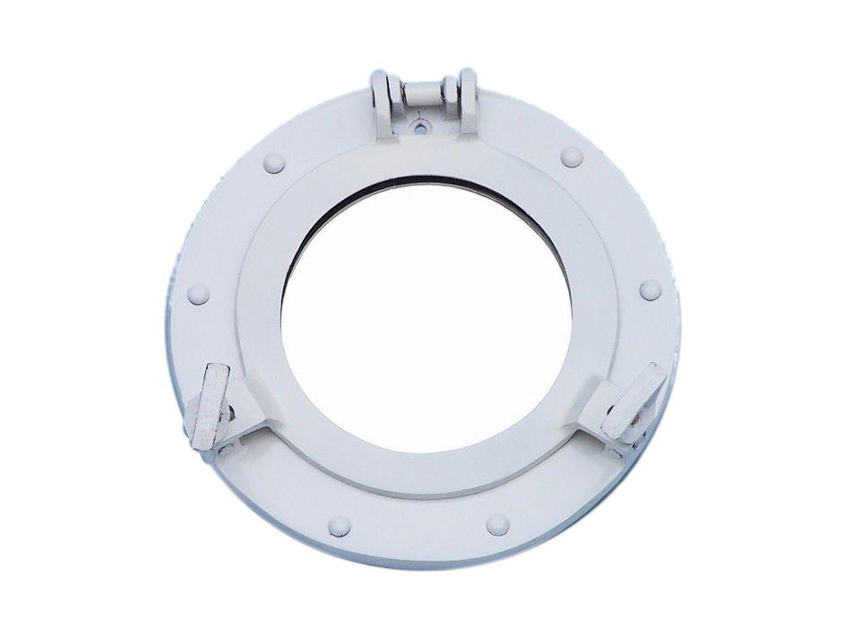 Brass Decorative Ship Porthole Mirror 8" - White