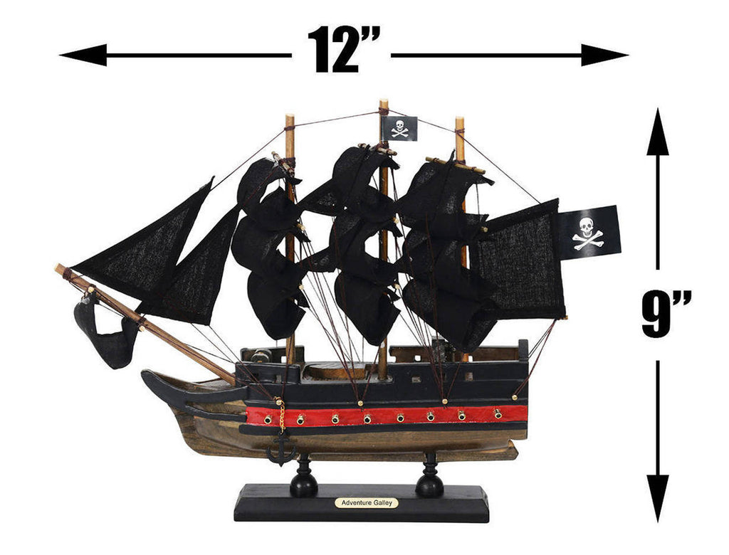 Wooden Captain Kidds Adventure Galley Black Sails Limited Model Pirate Ship 12"