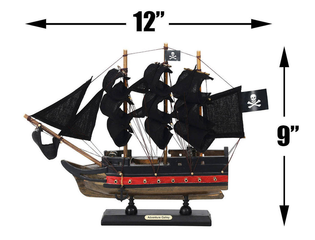 Wooden Captain Kidds Adventure Galley Black Sails Limited Model Pirate Ship 12"