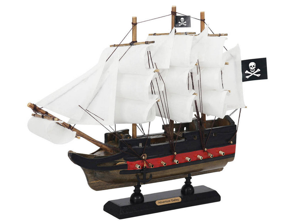 Wooden Captain Kidds Adventure Galley White Sails Limited Model Pirate Ship 12"