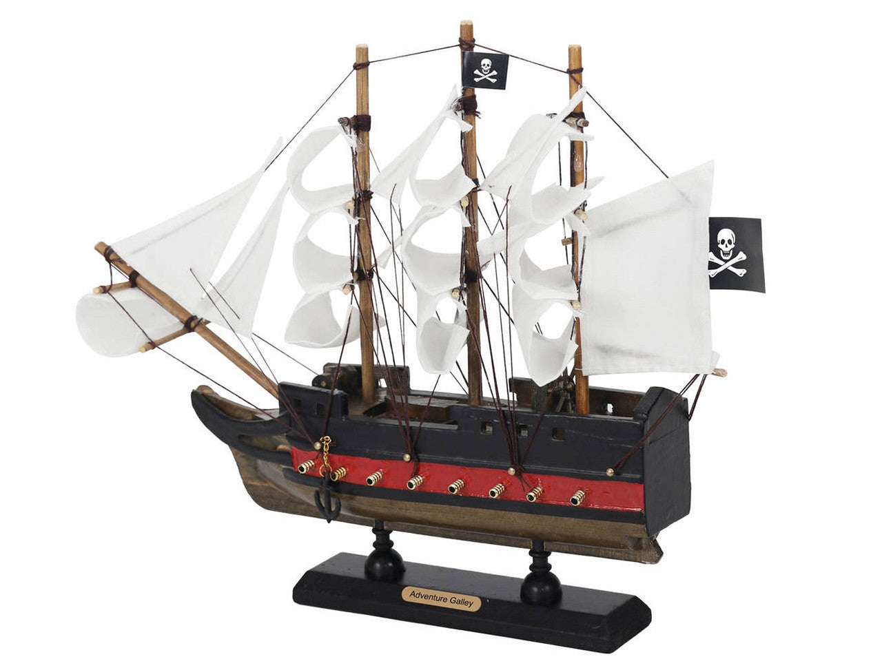 Wooden Captain Kidds Adventure Galley White Sails Limited Model Pirate Ship 12"