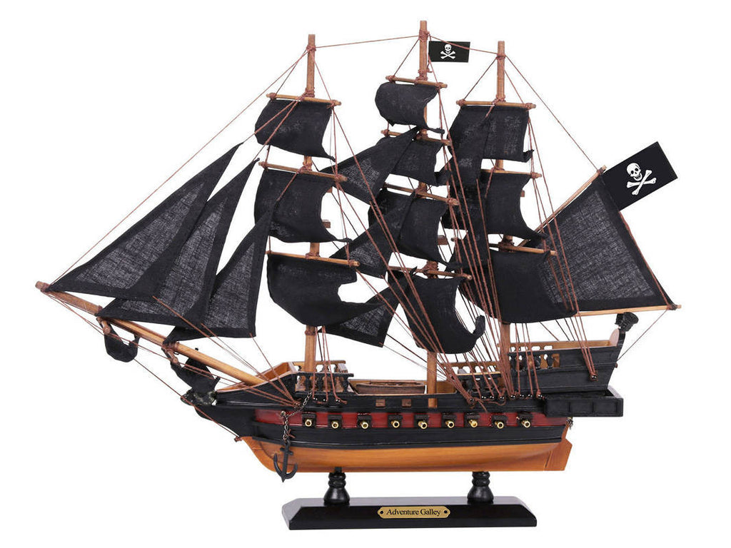 Wooden Captain Kidd's Adventure Galley Black Sails Limited Model Pirate Ship 15"