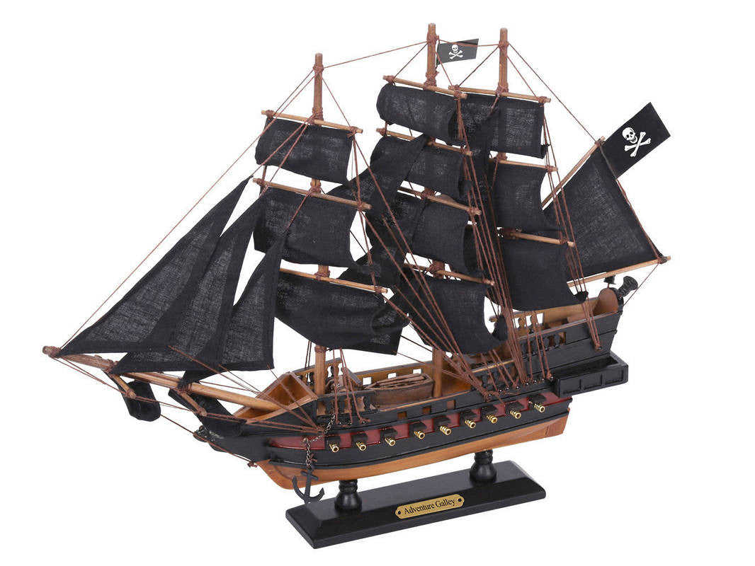 Wooden Captain Kidd's Adventure Galley Black Sails Limited Model Pirate Ship 15"