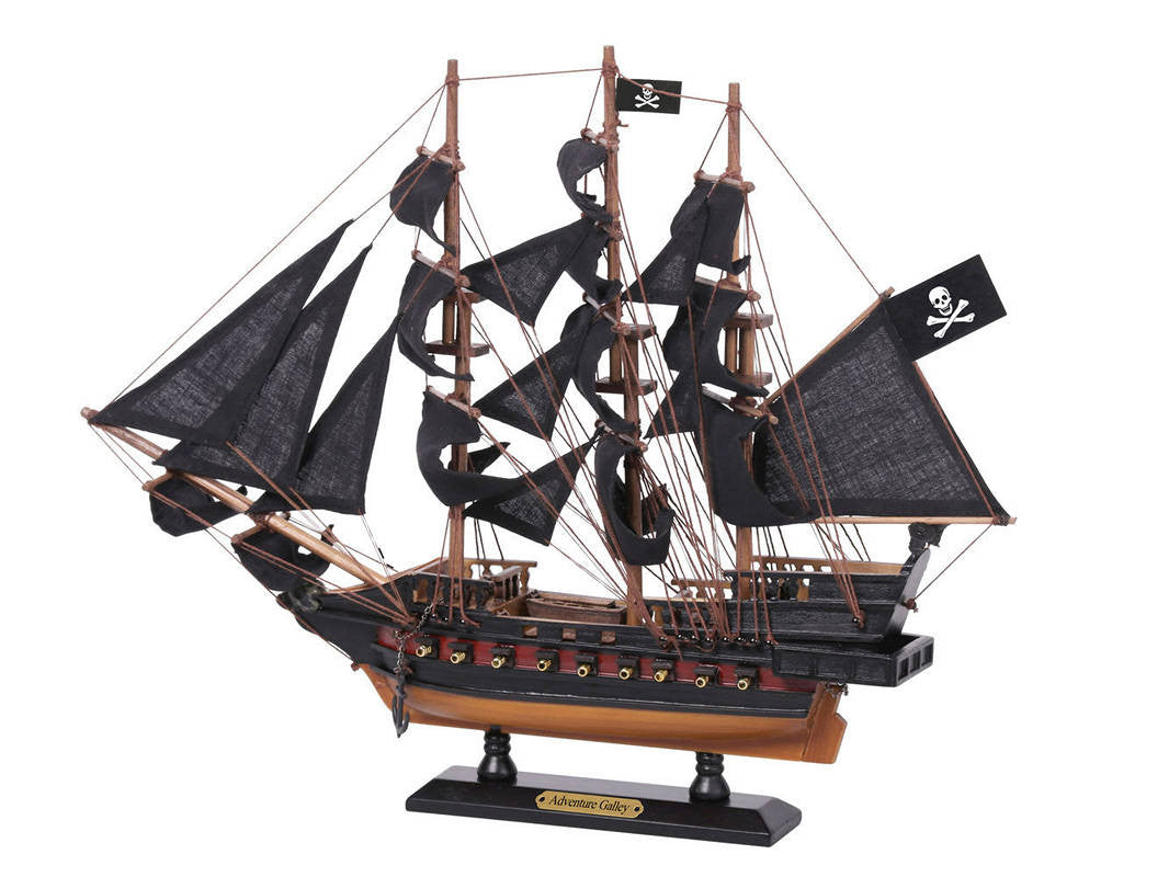 Wooden Captain Kidd's Adventure Galley Black Sails Limited Model Pirate Ship 15"