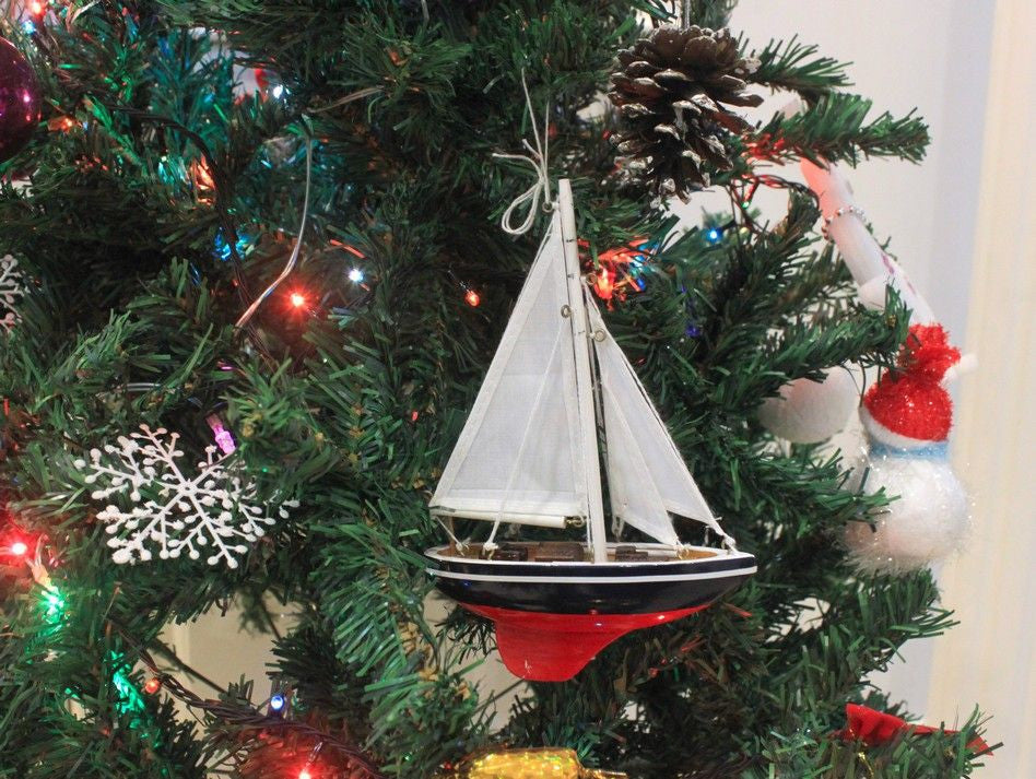 Wooden Endeavour Model Sailboat Christmas Ornament 9"