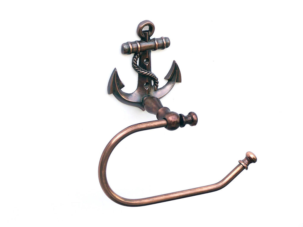 Antique Copper Anchor Toilet Paper Holder 10"