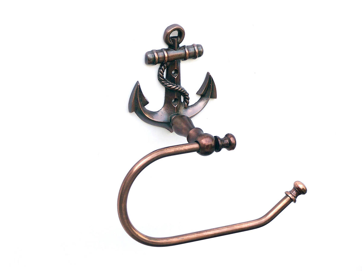 Antique Copper Anchor Toilet Paper Holder 10"