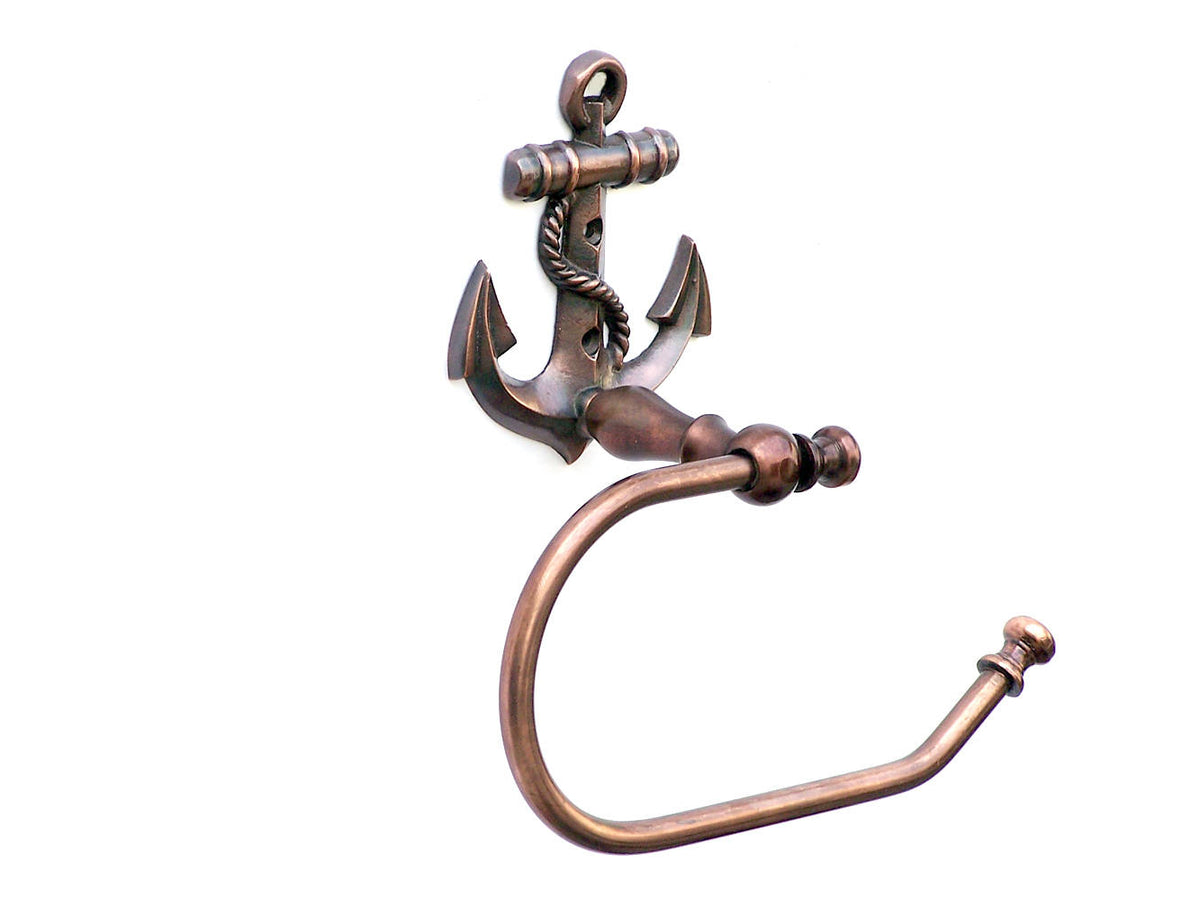 Antique Copper Anchor Toilet Paper Holder 10"