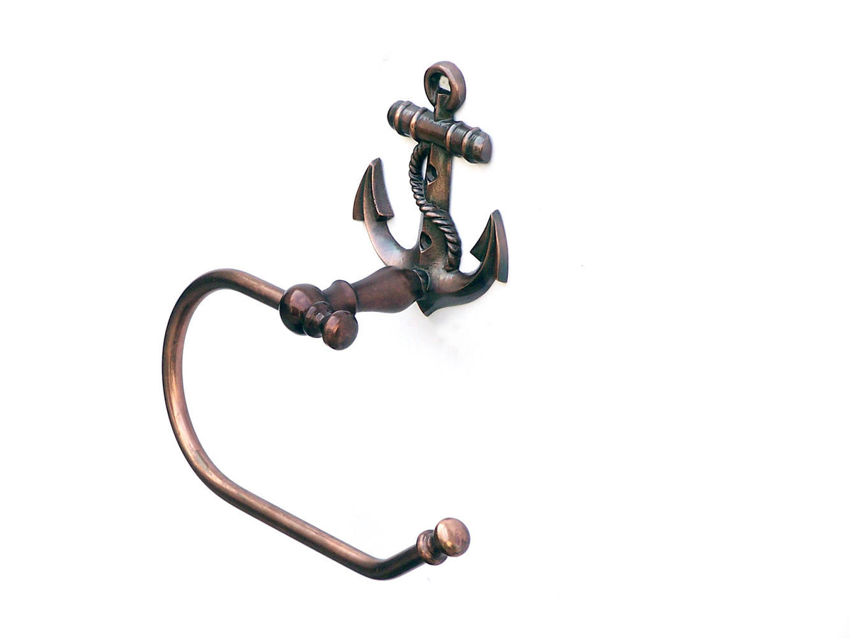 Antique Copper Anchor Hand Towel Holder 10"