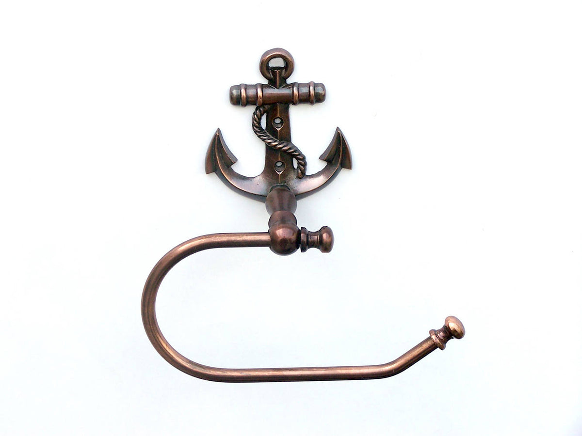 Antique Copper Anchor Hand Towel Holder 10"