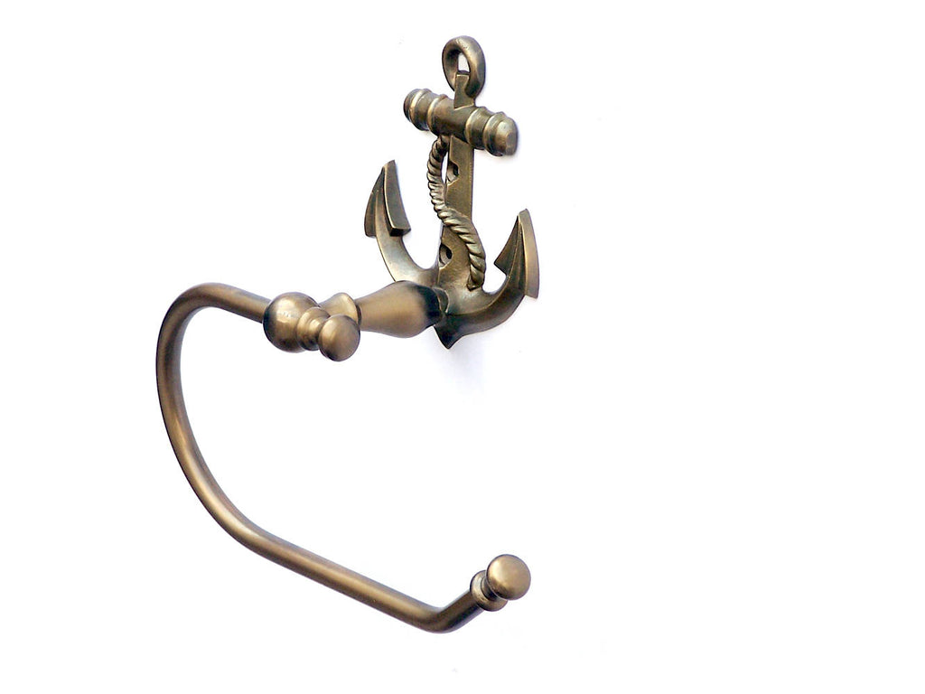 Antique Brass Anchor Toilet Paper Holder 10"
