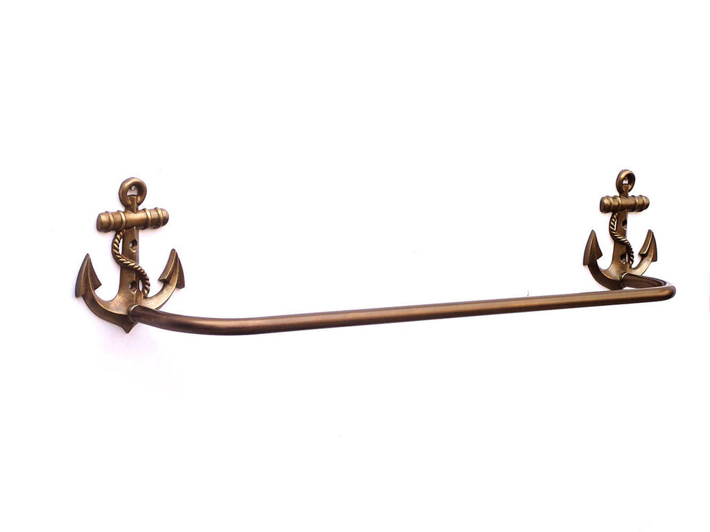 Antique Brass Anchor Bath Towel Holder 28"
