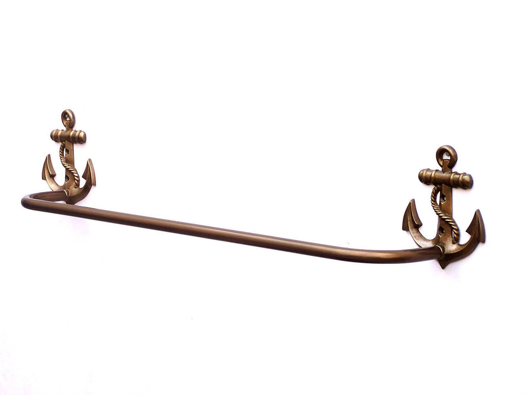 Antique Brass Anchor Bath Towel Holder 28"