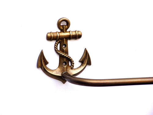 Antique Brass Anchor Bath Towel Holder 28"